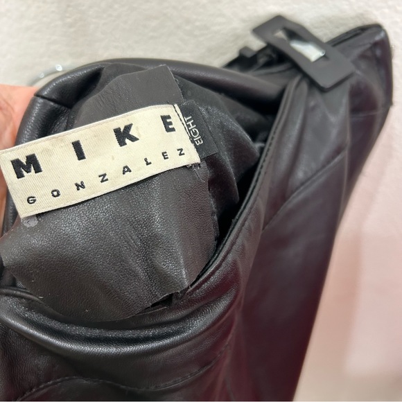 Vintage Mike Gonzalez Designer genuine leather peplum black skirt women’s size 8 - Picture 4 of 4